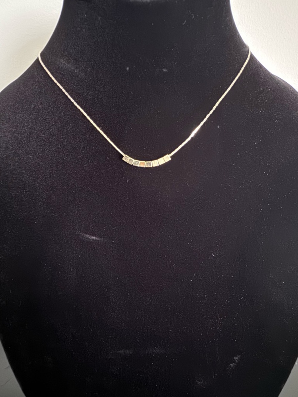 Gold Bar Cube Pendant Necklace - Great for Layering!